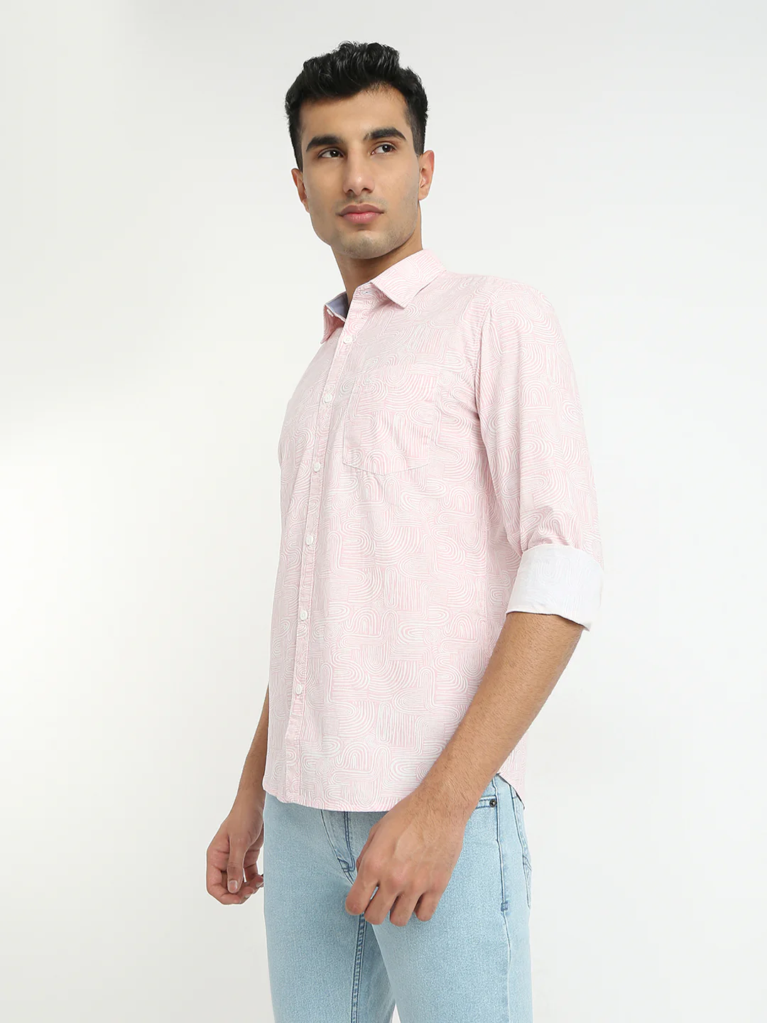 Parx Men Red Print Slim Fit Cotton Casual Shirt - Image 3
