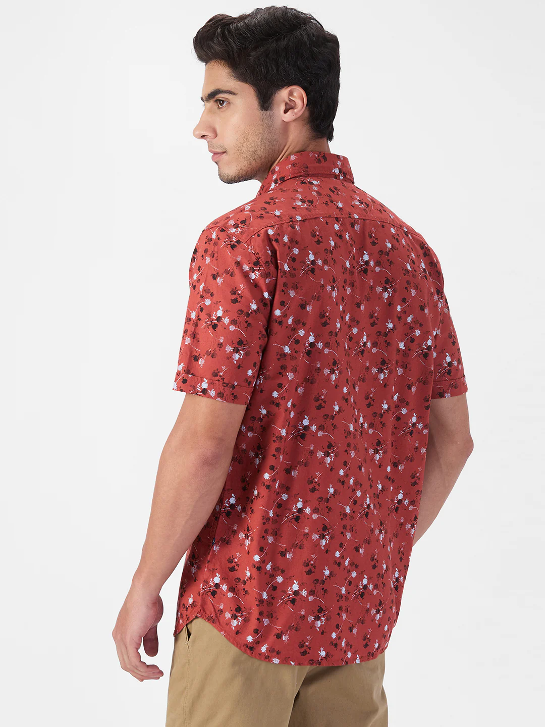 Parx Men Red Print Slim Fit Cotton Shirt - Image 4