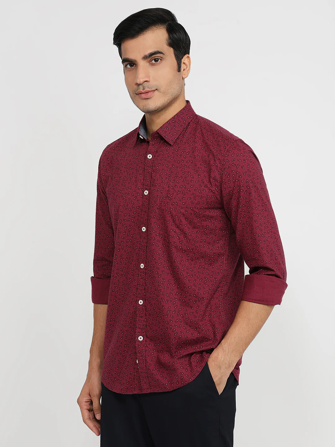 Parx Men Red Print Slim Fit Cotton Shirt - Image 2