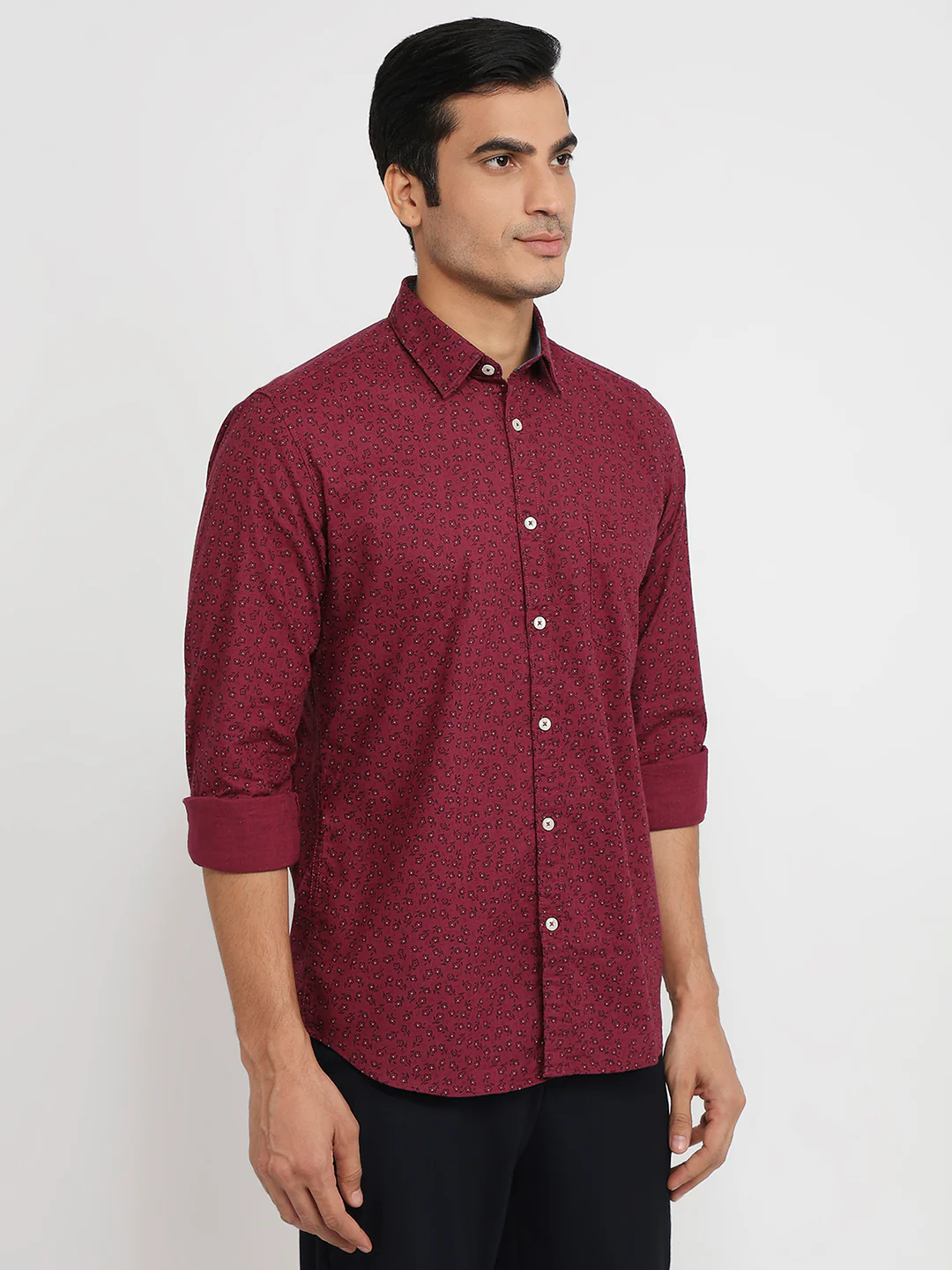 Parx Men Red Print Slim Fit Cotton Shirt - Image 3