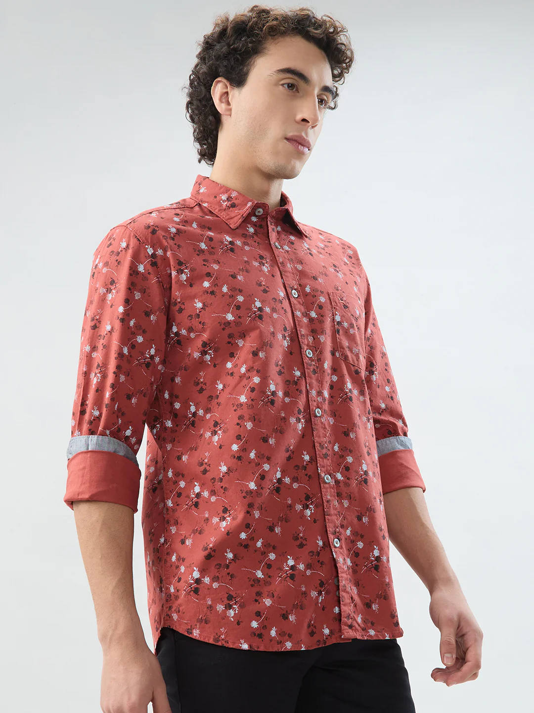 Parx Men Red Print Slim Fit Cotton Shirt - Image 2