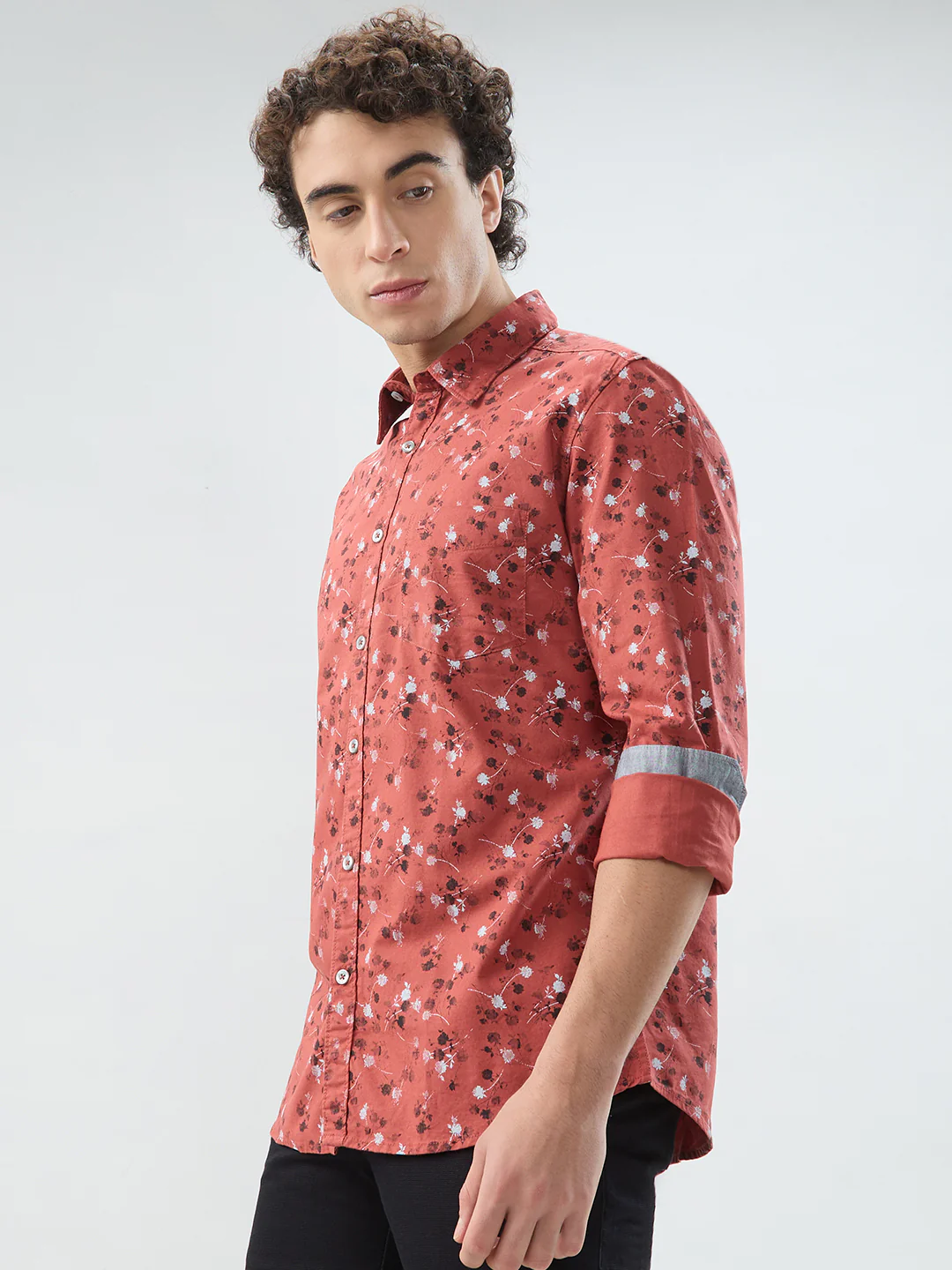 Parx Men Red Print Slim Fit Cotton Shirt - Image 3