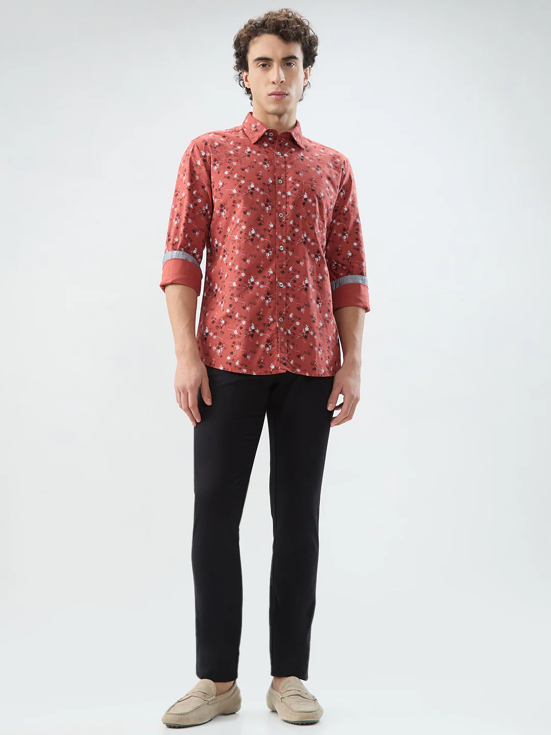 Parx Men Red Print Slim Fit Cotton Shirt - Image 5
