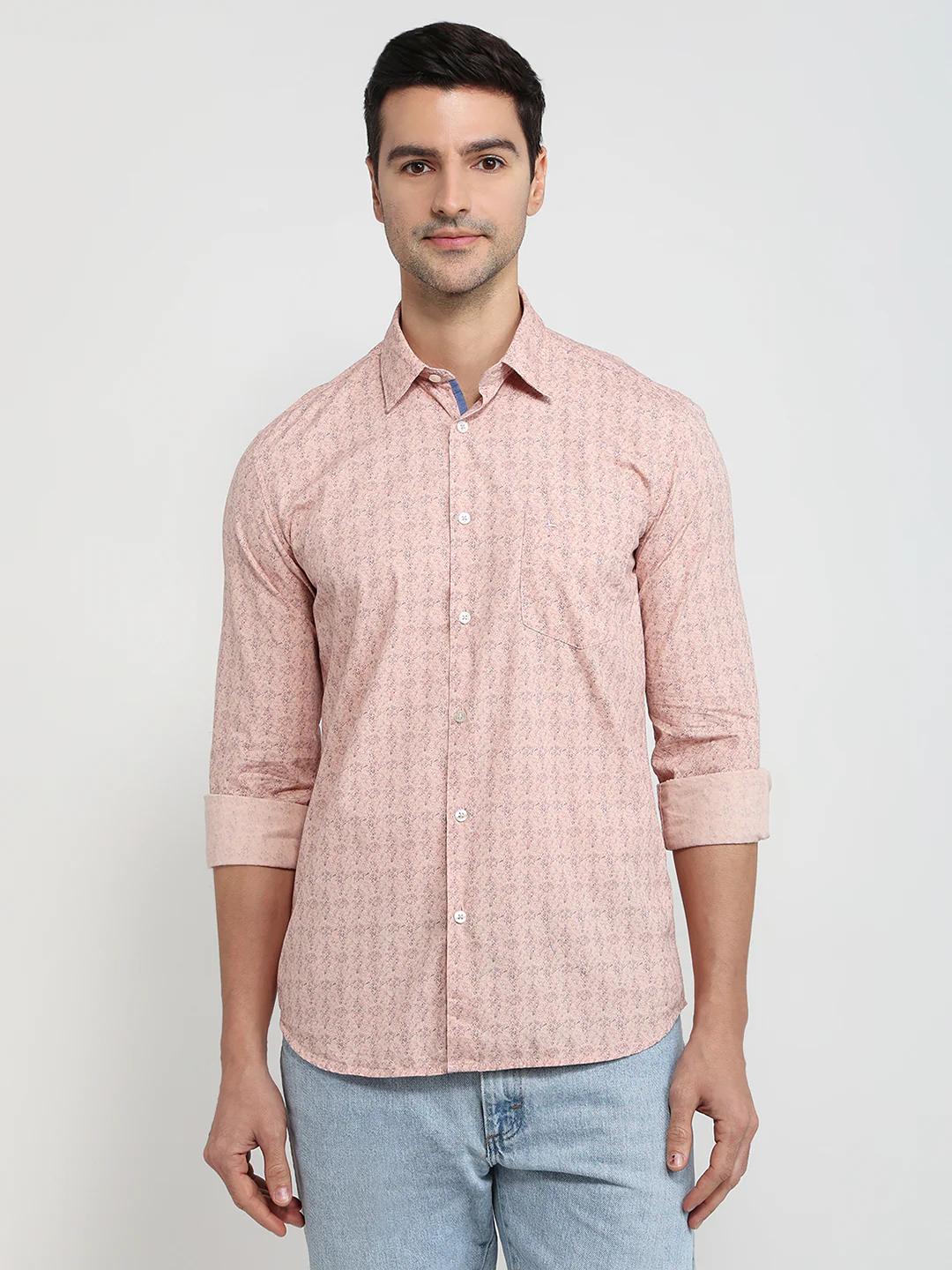 Parx Men Red Print Slim Fit Cotton Shirt