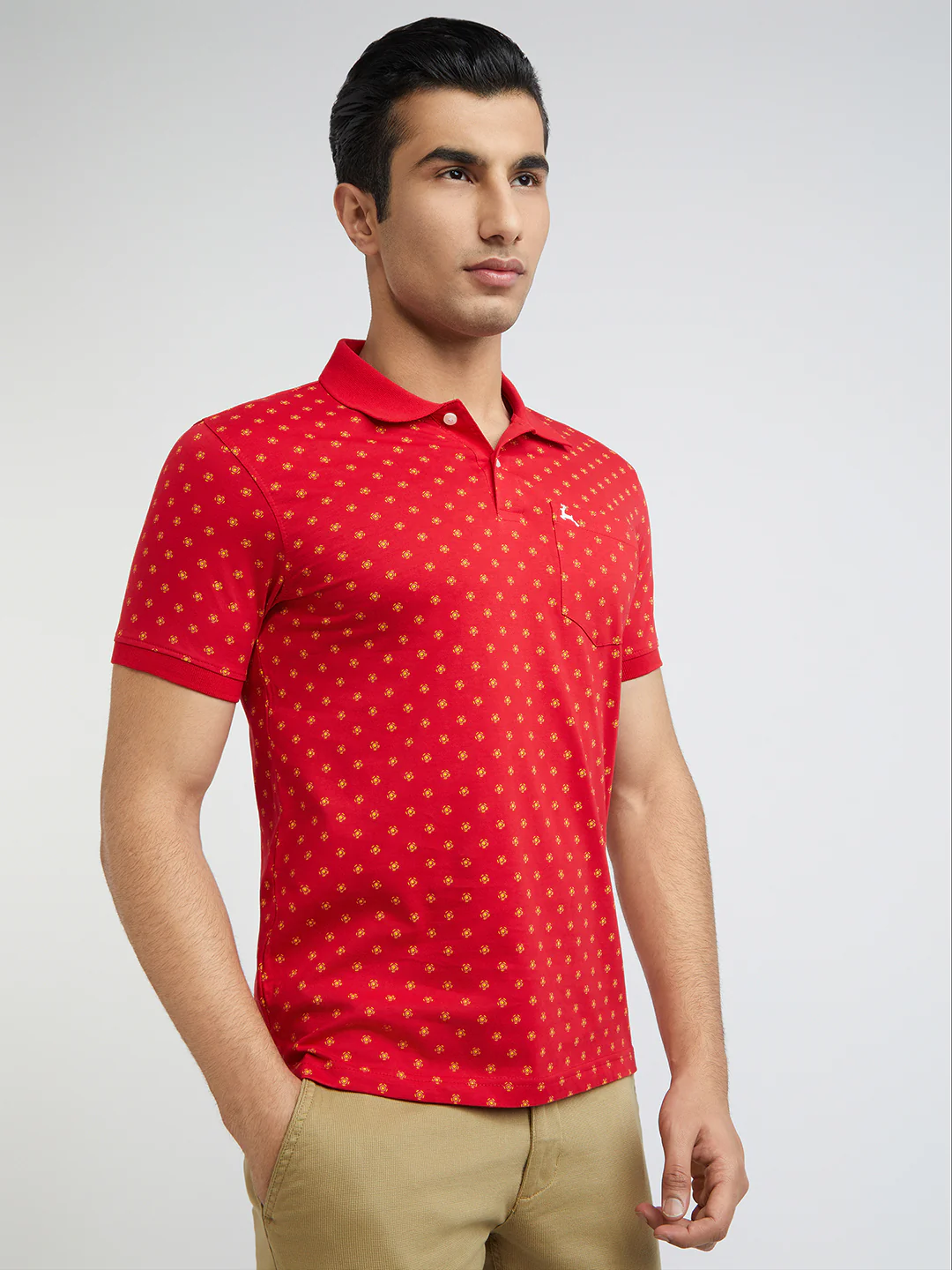 Parx Men Red Printed Regular Fit Half Sleeve Polo Neck T-Shirt - Image 2