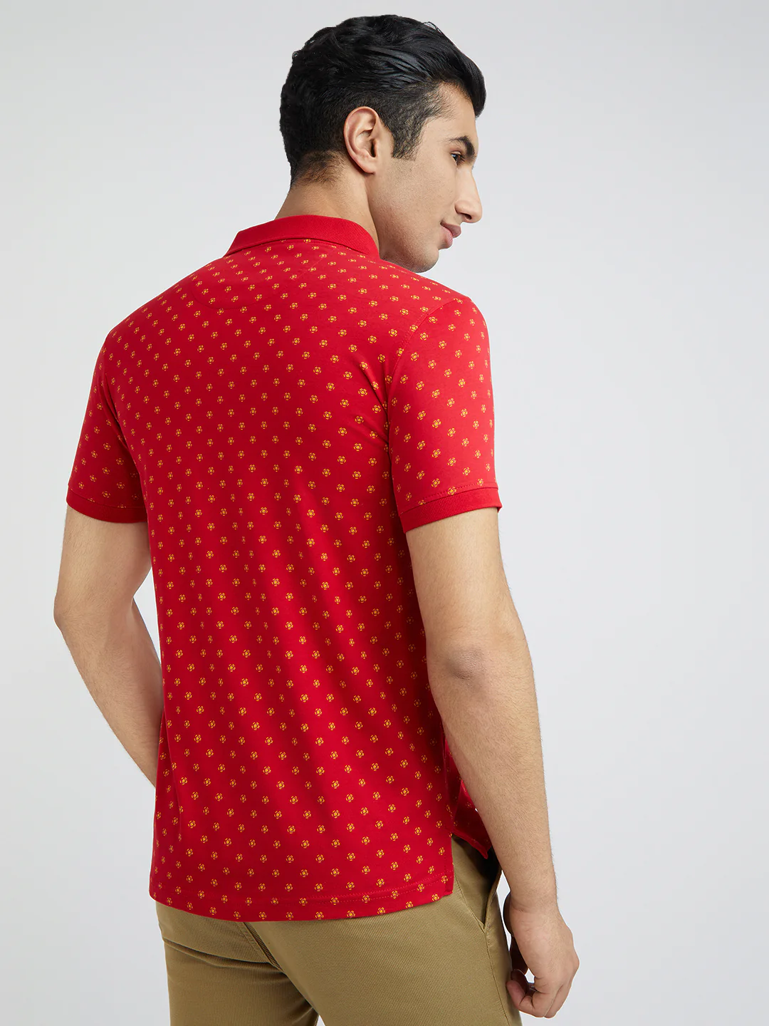 Parx Men Red Printed Regular Fit Half Sleeve Polo Neck T-Shirt - Image 4