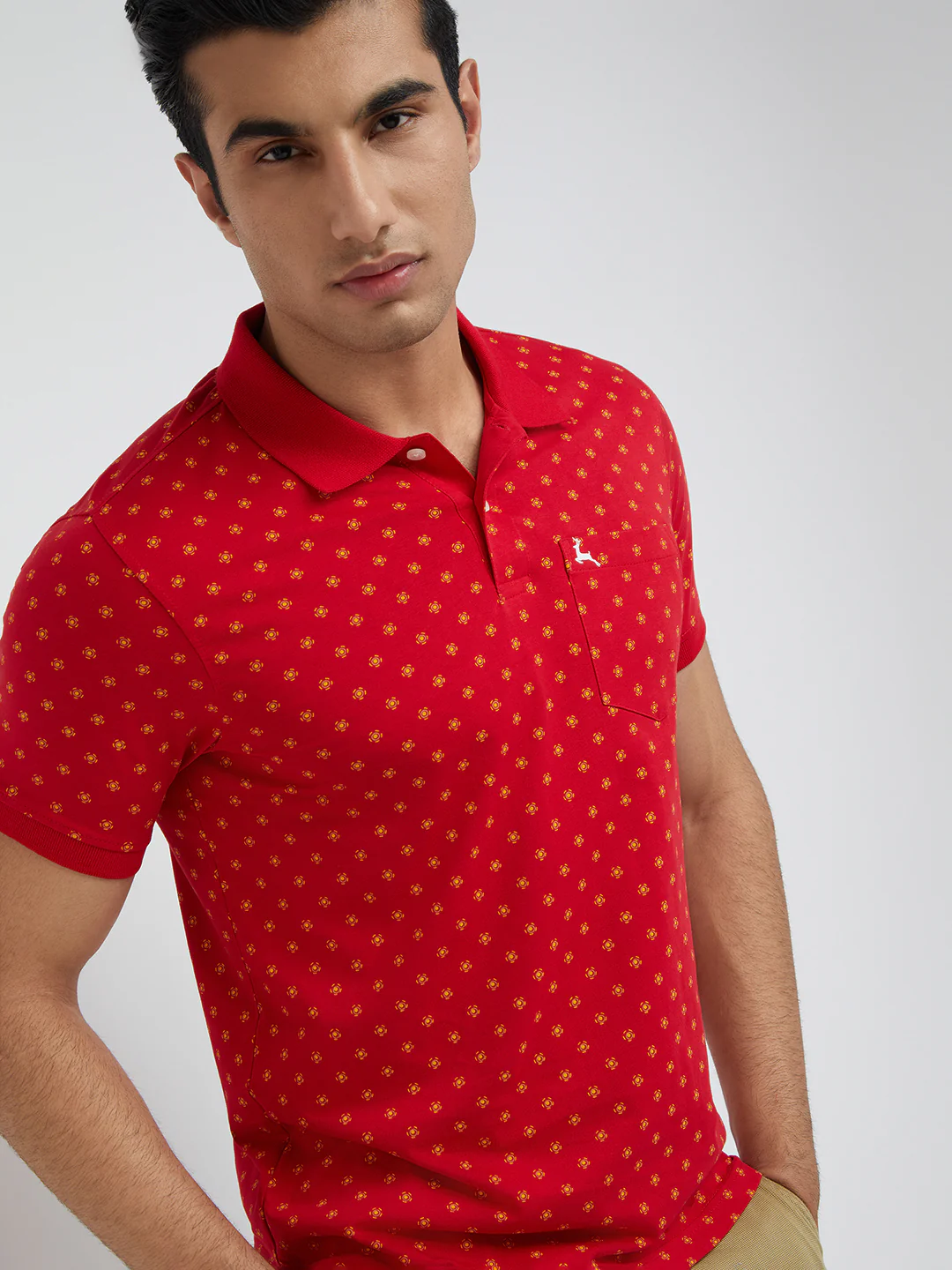 Parx Men Red Printed Regular Fit Half Sleeve Polo Neck T-Shirt - Image 6