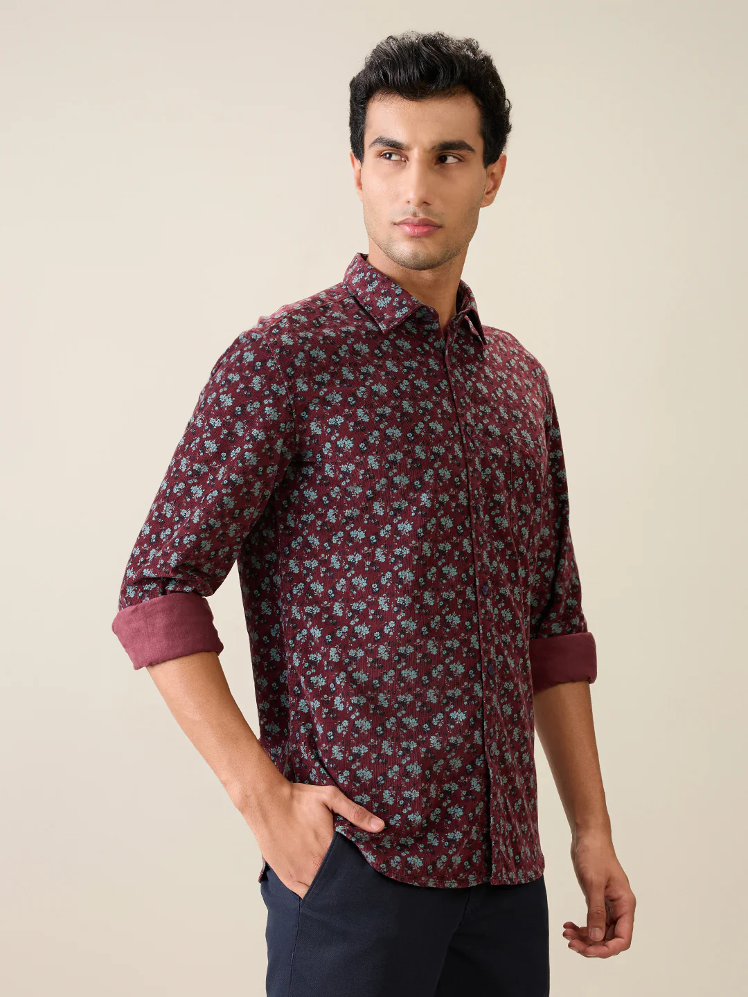 Parx Men Maroon Printed Slim Fit Cotton Casual Shirt - Image 3