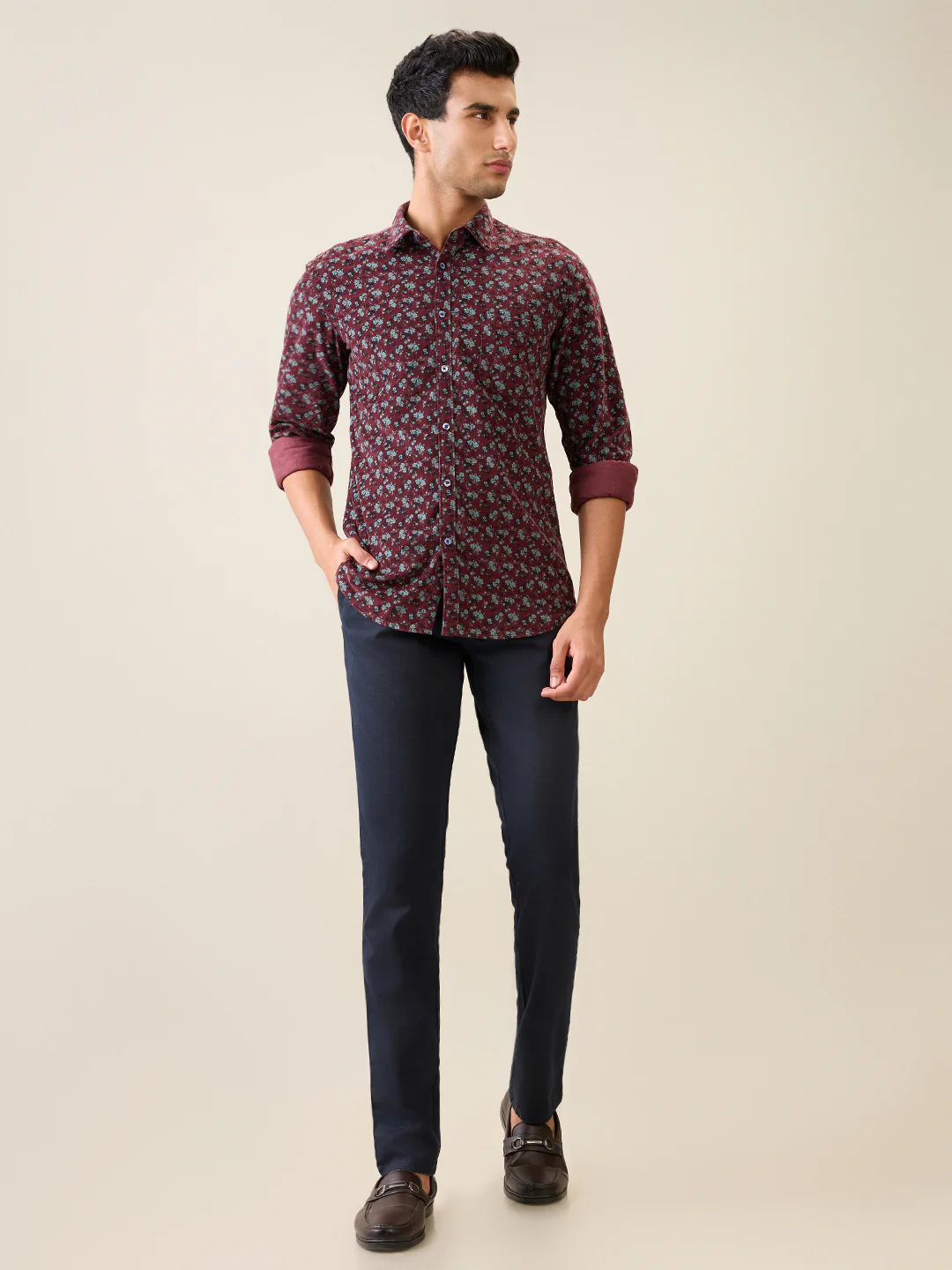 Parx Men Maroon Printed Slim Fit Cotton Casual Shirt - Image 5