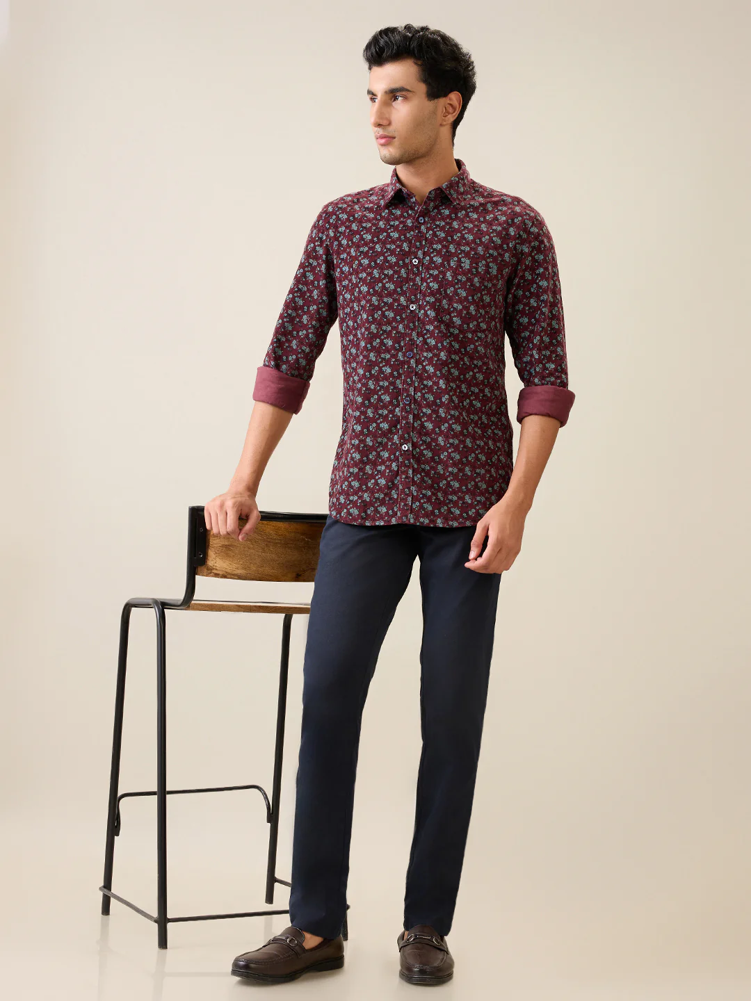 Parx Men Maroon Printed Slim Fit Cotton Casual Shirt - Image 6