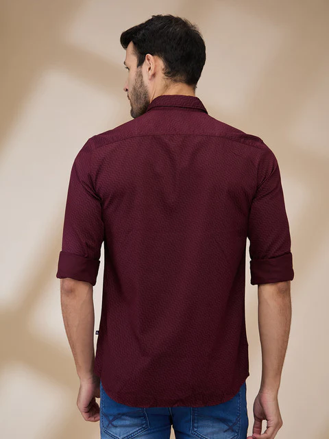 Parx Men Red Printed Slim Fit Cotton Casual Shirts - Image 4