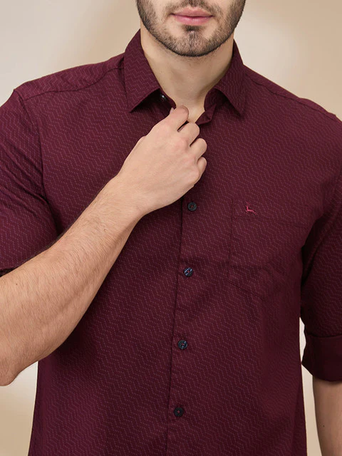 Parx Men Red Printed Slim Fit Cotton Casual Shirts - Image 5
