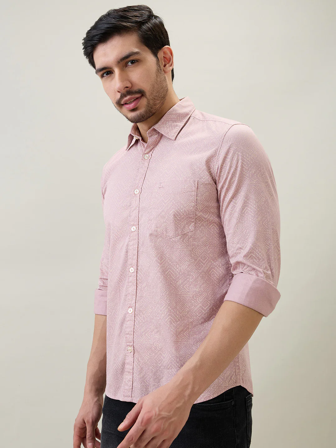 Parx Men Red Printed Slim Fit Cotton Full Sleeve Casual Shirt - Image 3