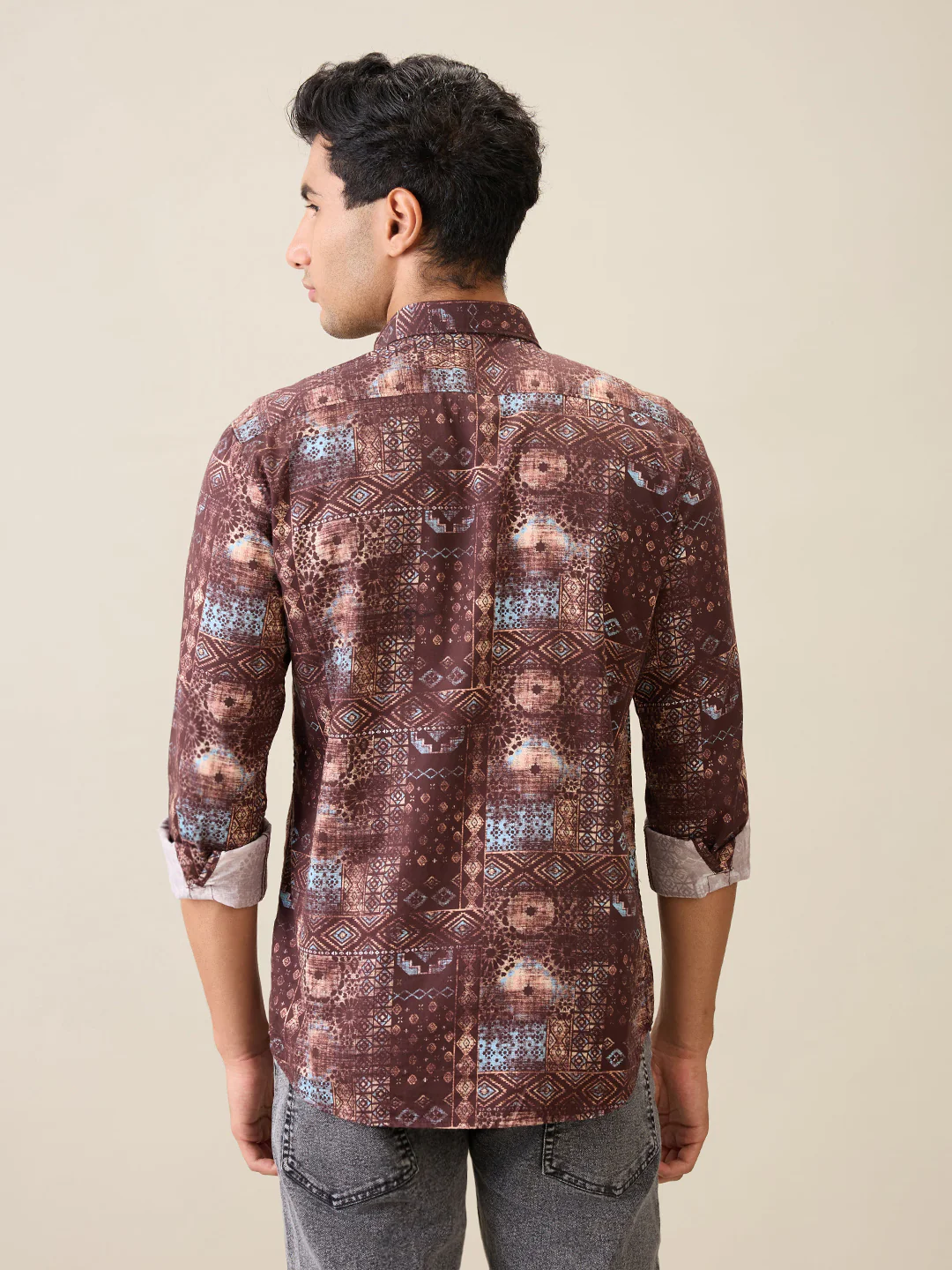 Parx Men Red Printed Slim Fit Cotton Full Sleeve Casual Shirt - Image 4