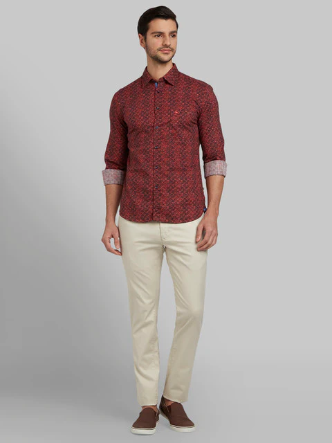 Parx Men Red Printed Slim Fit Cotton Shirt - Image 5