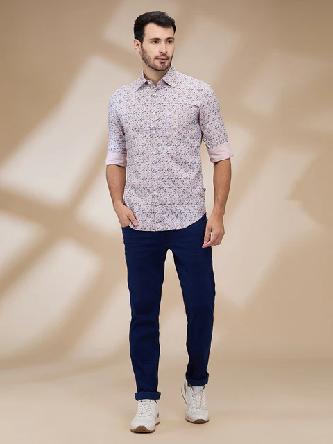 Parx Men Red Printed Slim Fit Cotton Shirt - Image 2