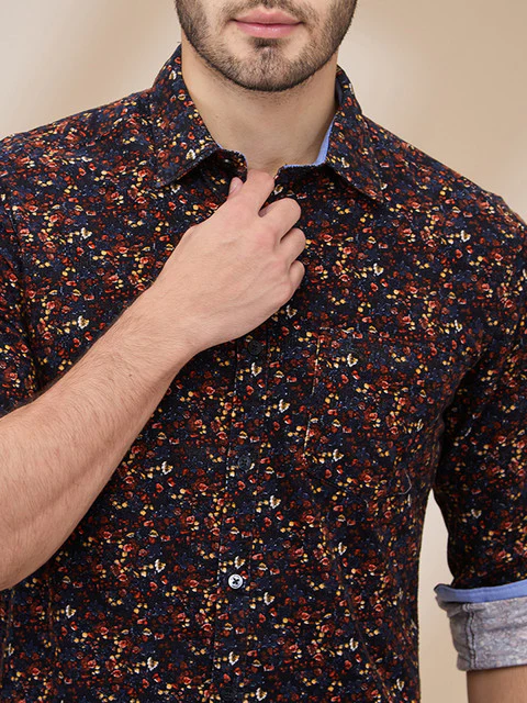 Parx Men Red Printed Slim Fit Cotton Shirt - Image 5