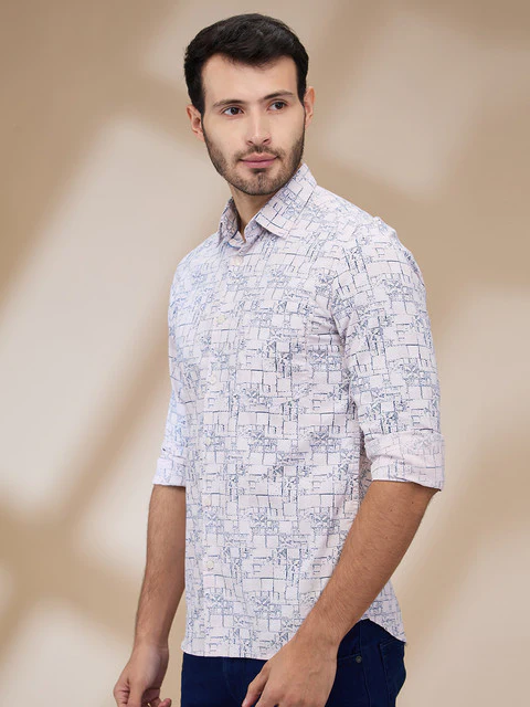 Parx Men Red Printed Slim Fit Cotton Shirt - Image 3