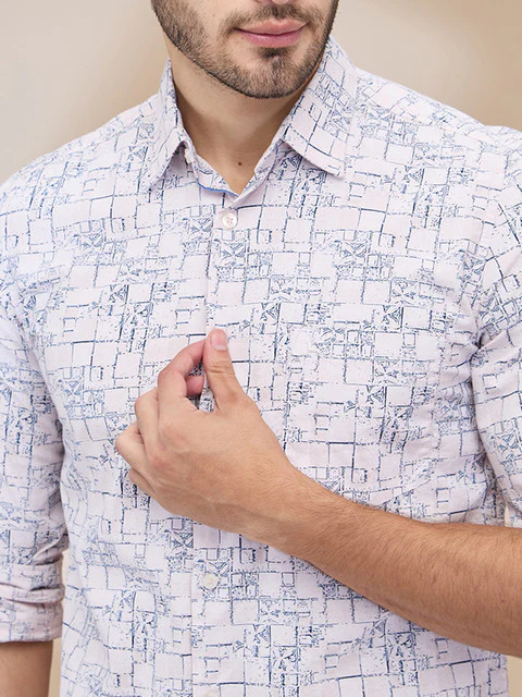 Parx Men Red Printed Slim Fit Cotton Shirt - Image 5