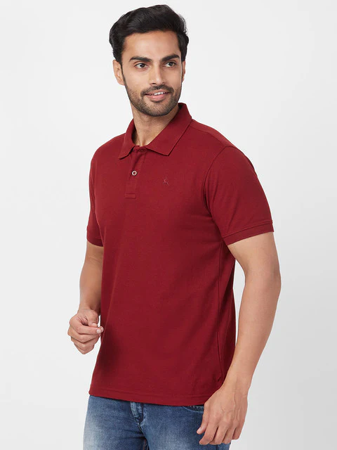 Parx Men Red Regular Fit Solid Polo Neck T-Shirt - Image 3