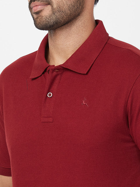 Parx Men Red Regular Fit Solid Polo Neck T-Shirt - Image 6