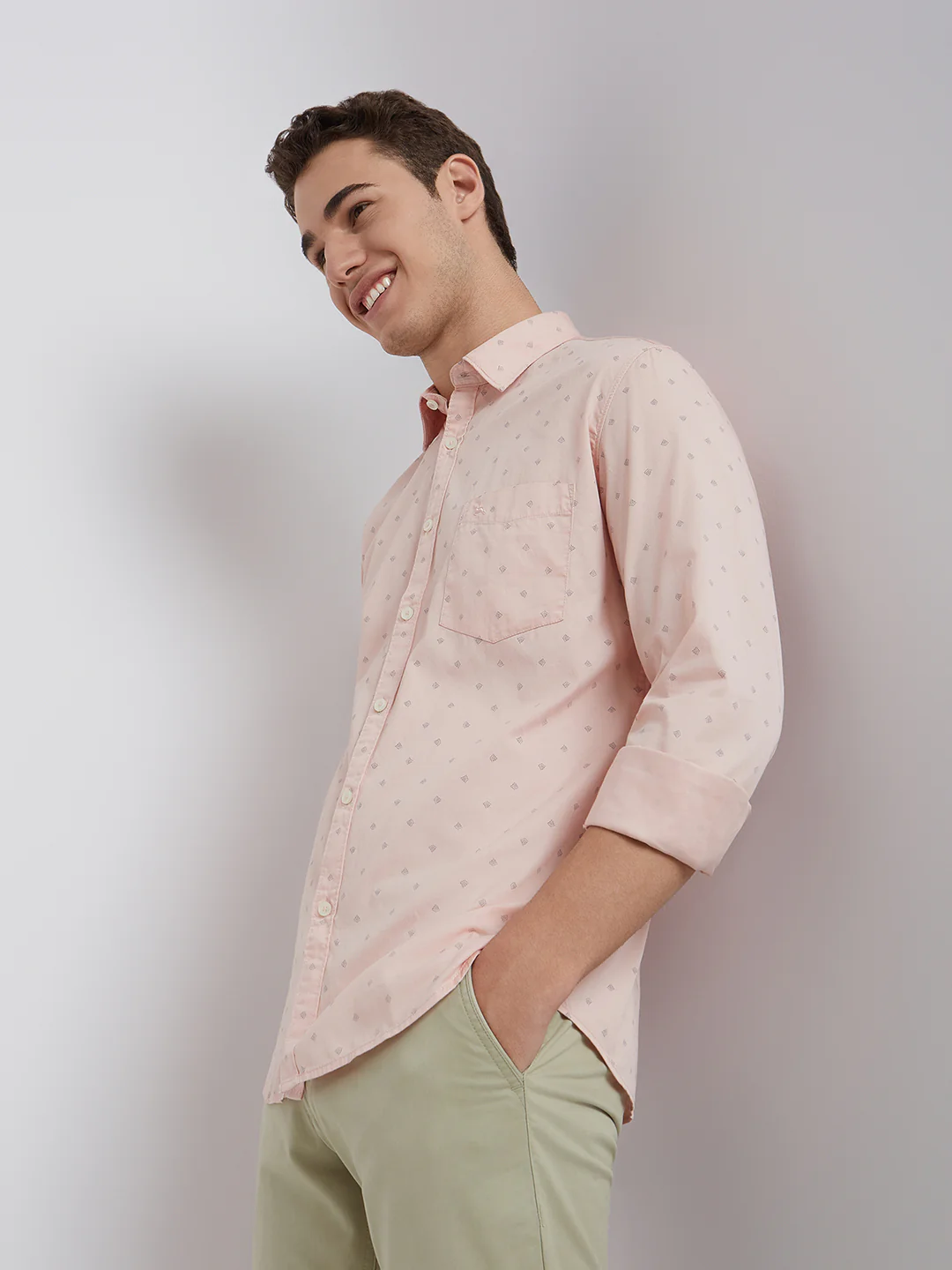 Parx Men Pink Printed Slim Fit Cotton Casual Shirt - Image 3
