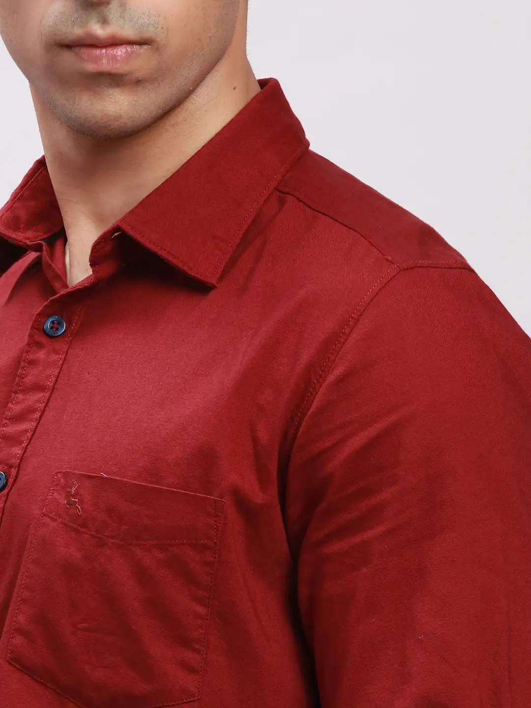 Parx Men Red Slim Fit Solid Cotton Full Sleeve Cutaway Collar Shirts - Image 6