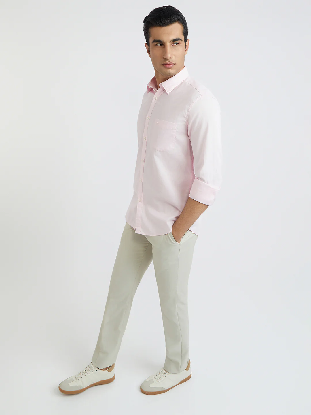 Parx Men Pink Solid Slim Fit Cotton Casual Shirt - Image 6