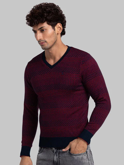 Parx Men Red Solid Acrylic Sweater - Image 3
