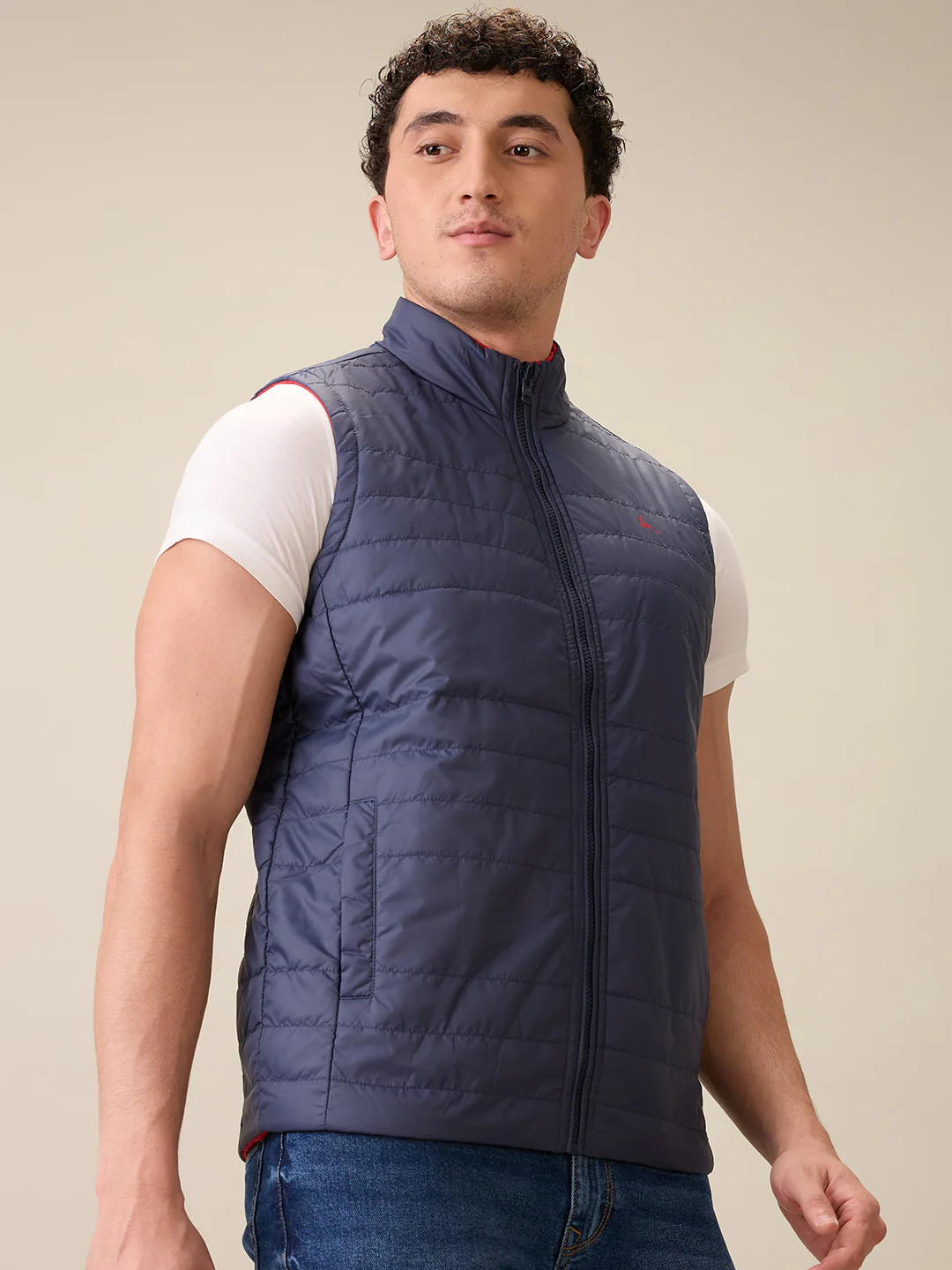 Parx Men Red Solid Polyester Sleeveless Jacket - Image 2
