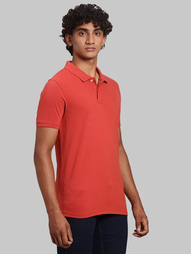 Parx Men Red Solid Regular Fit Half Sleeve Polo Neck T-Shirt - Image 2