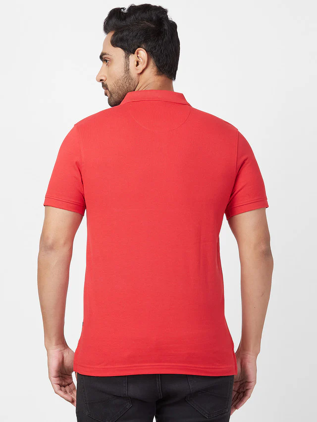 Parx Men Red Solid Regular Fit Half Sleeve Polo Neck T-Shirt - Image 4