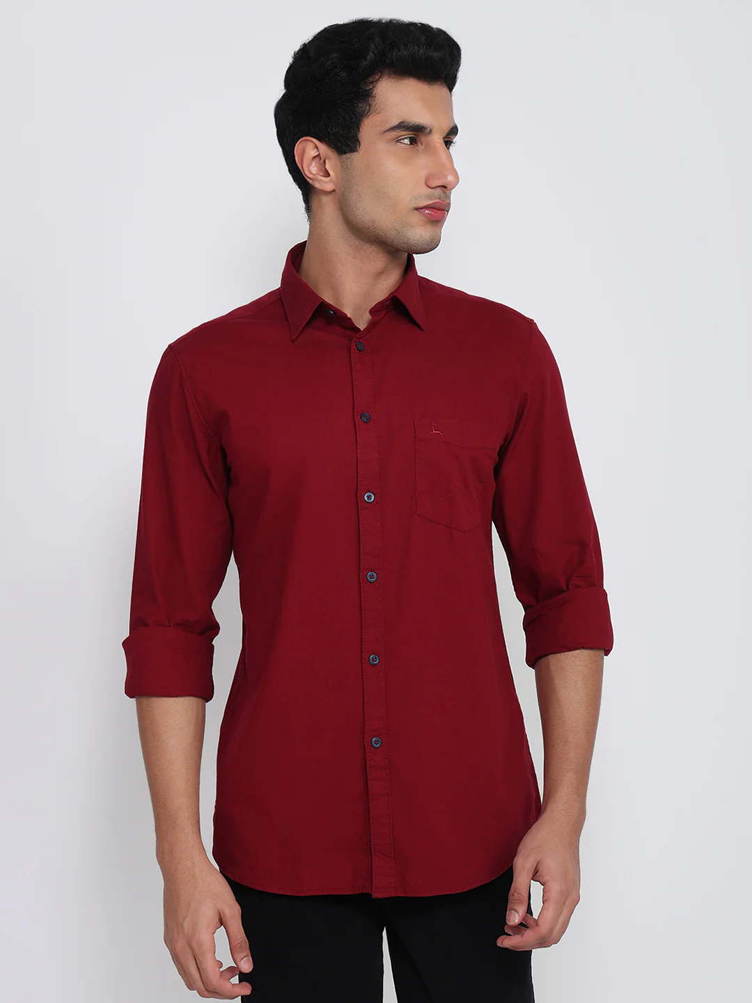 Parx Men Red Solid Slim Fit Cotton Casual Shirt