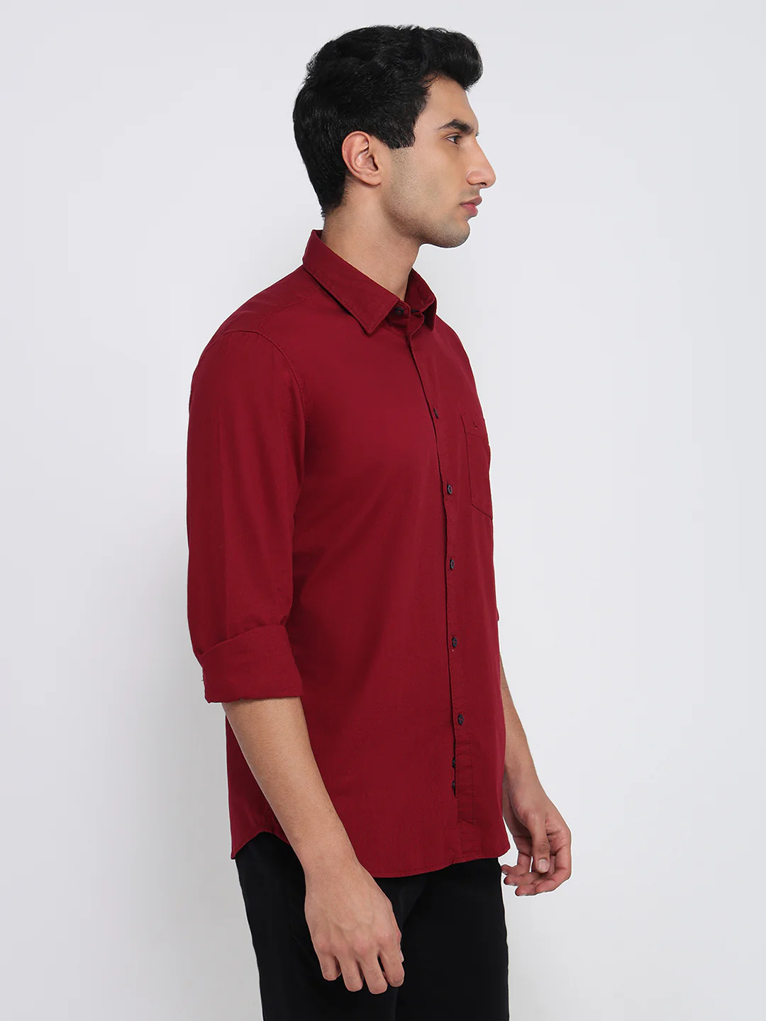 Parx Men Red Solid Slim Fit Cotton Casual Shirt - Image 3