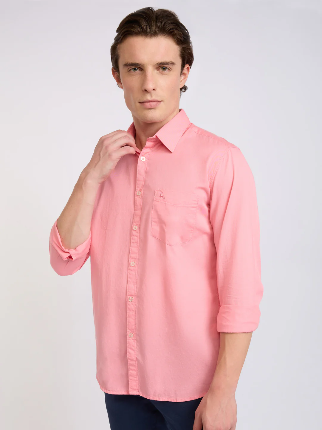 Parx Men Red Solid Slim Fit Cotton Shirt - Image 3