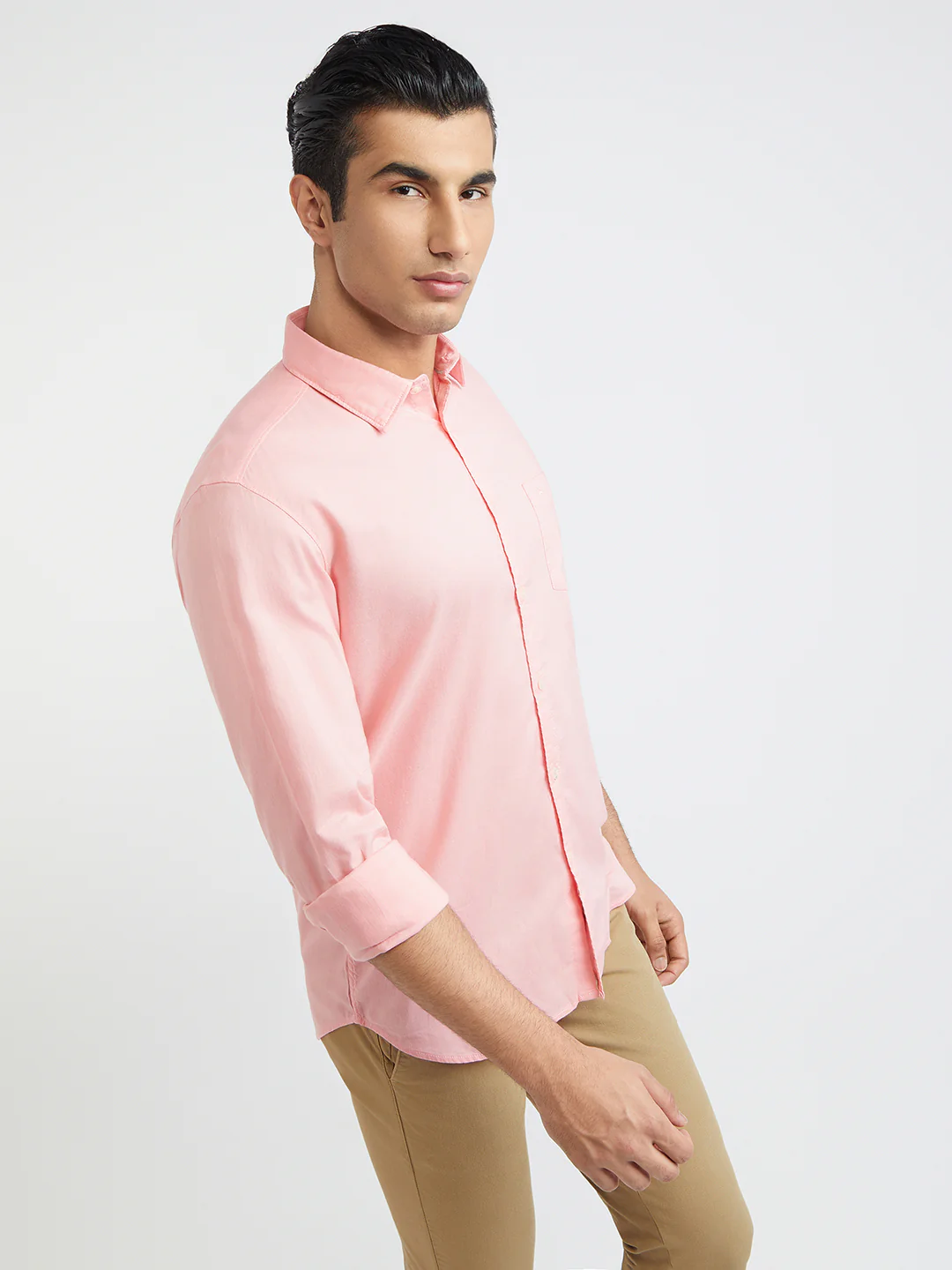 Parx Men Pink Solid Slim Fit Cotton Casual Shirt - Image 2