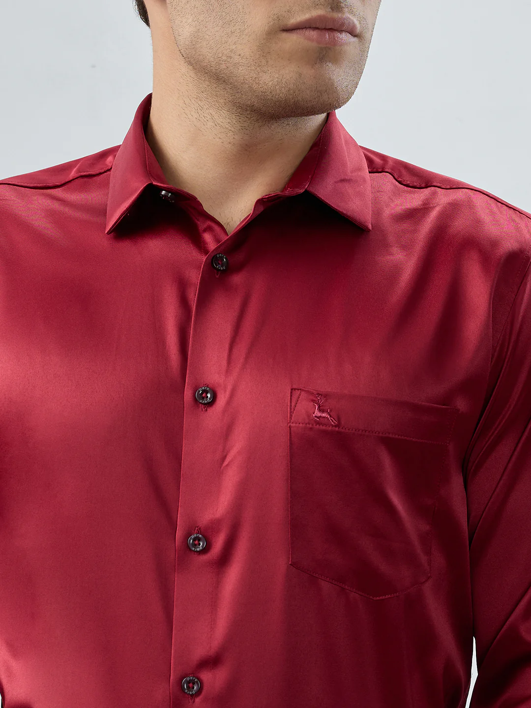 Parx Men Red Solid Slim Fit Polyester Blend Shirt - Image 6