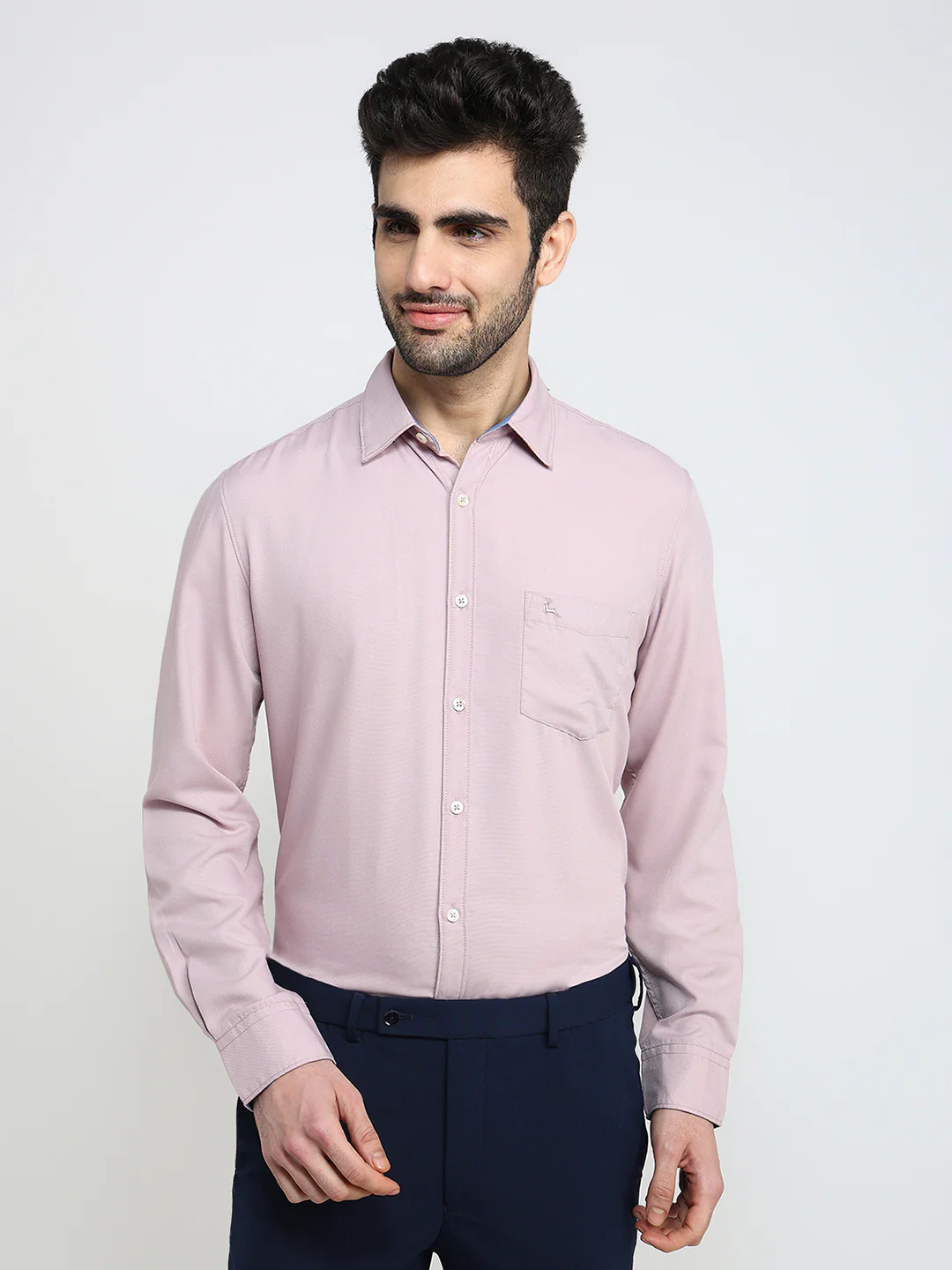 Parx Men Red Solid Slim Fit Viscose Blend Full Sleeve Casual Shirt