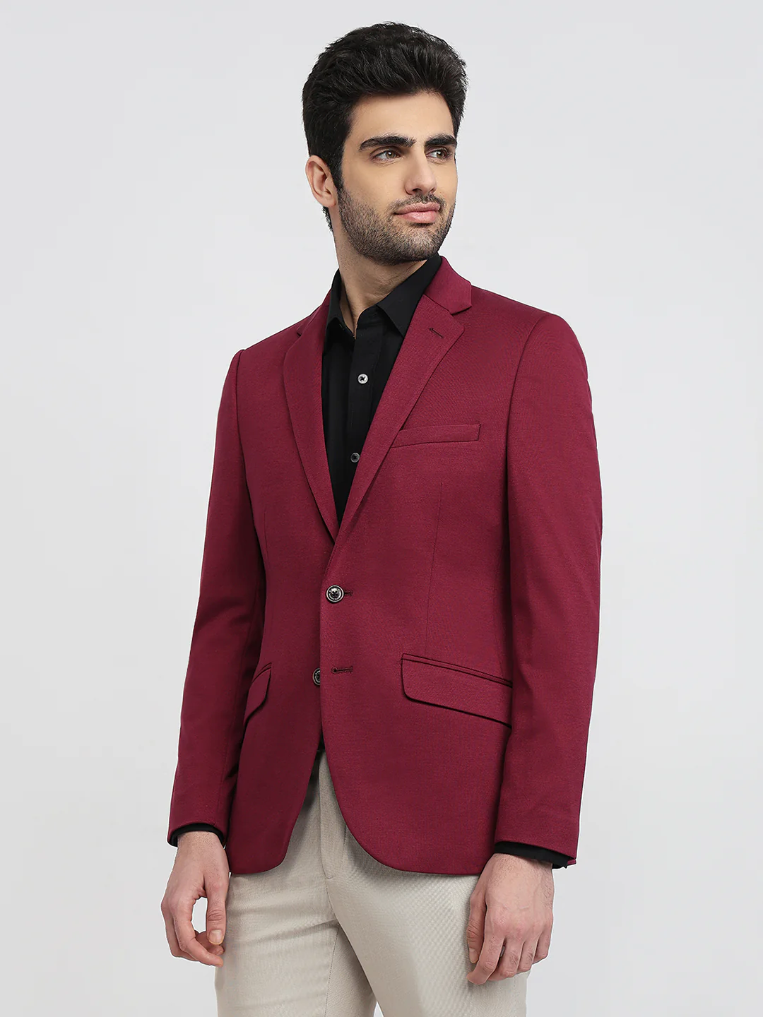 Parx Men Red Solid Urban Fit Terylene Blend Blazer - Image 2