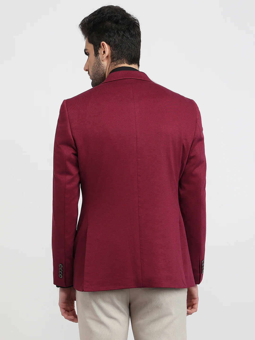 Parx Men Red Solid Urban Fit Terylene Blend Blazer - Image 4