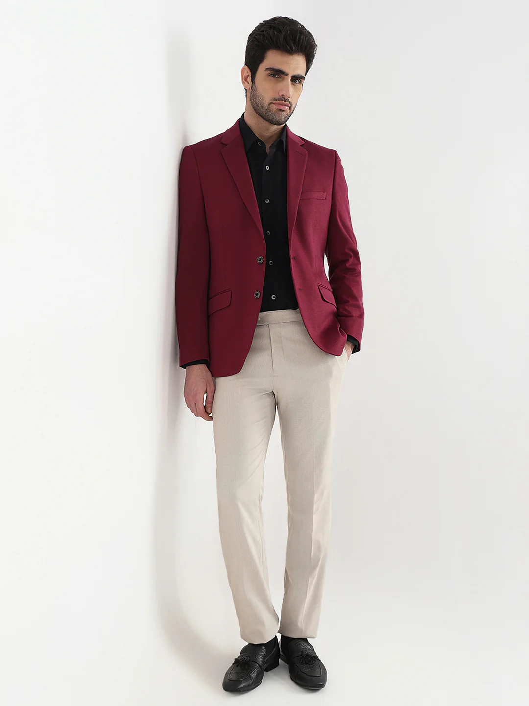 Parx Men Red Solid Urban Fit Terylene Blend Blazer - Image 5