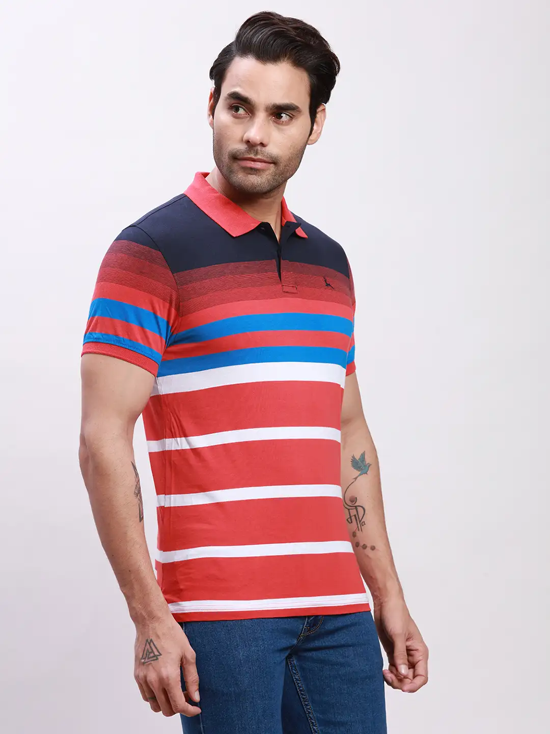 Parx Men Red Yarn Dyed Regular Fit Cotton T-Shirt - Image 2