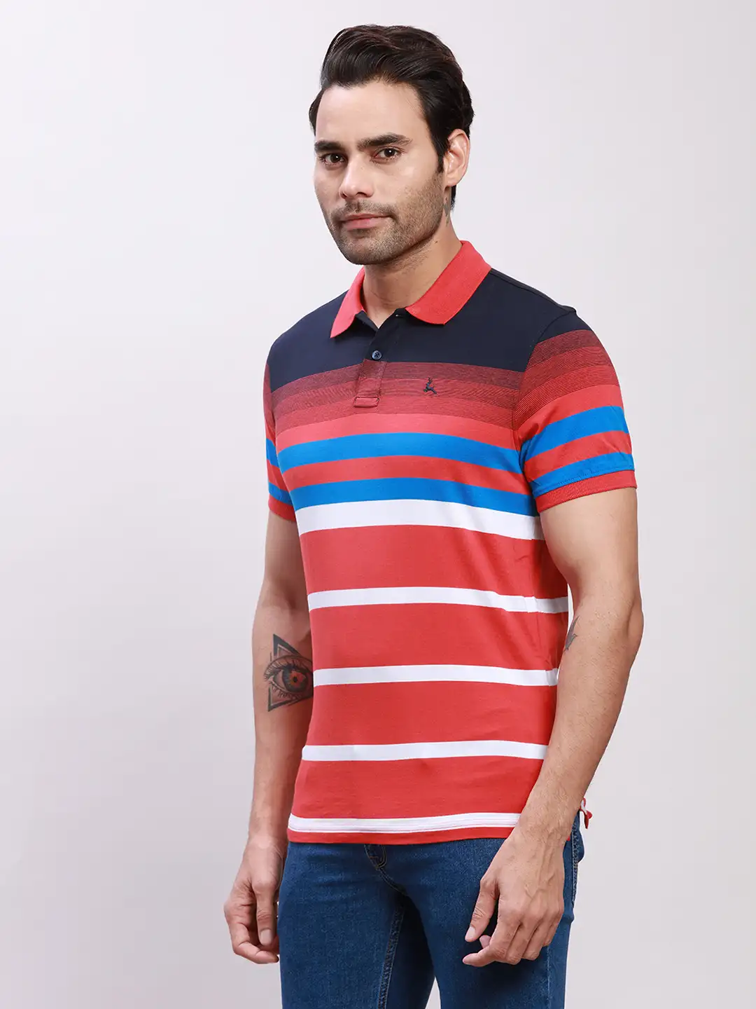 Parx Men Red Yarn Dyed Regular Fit Cotton T-Shirt - Image 3