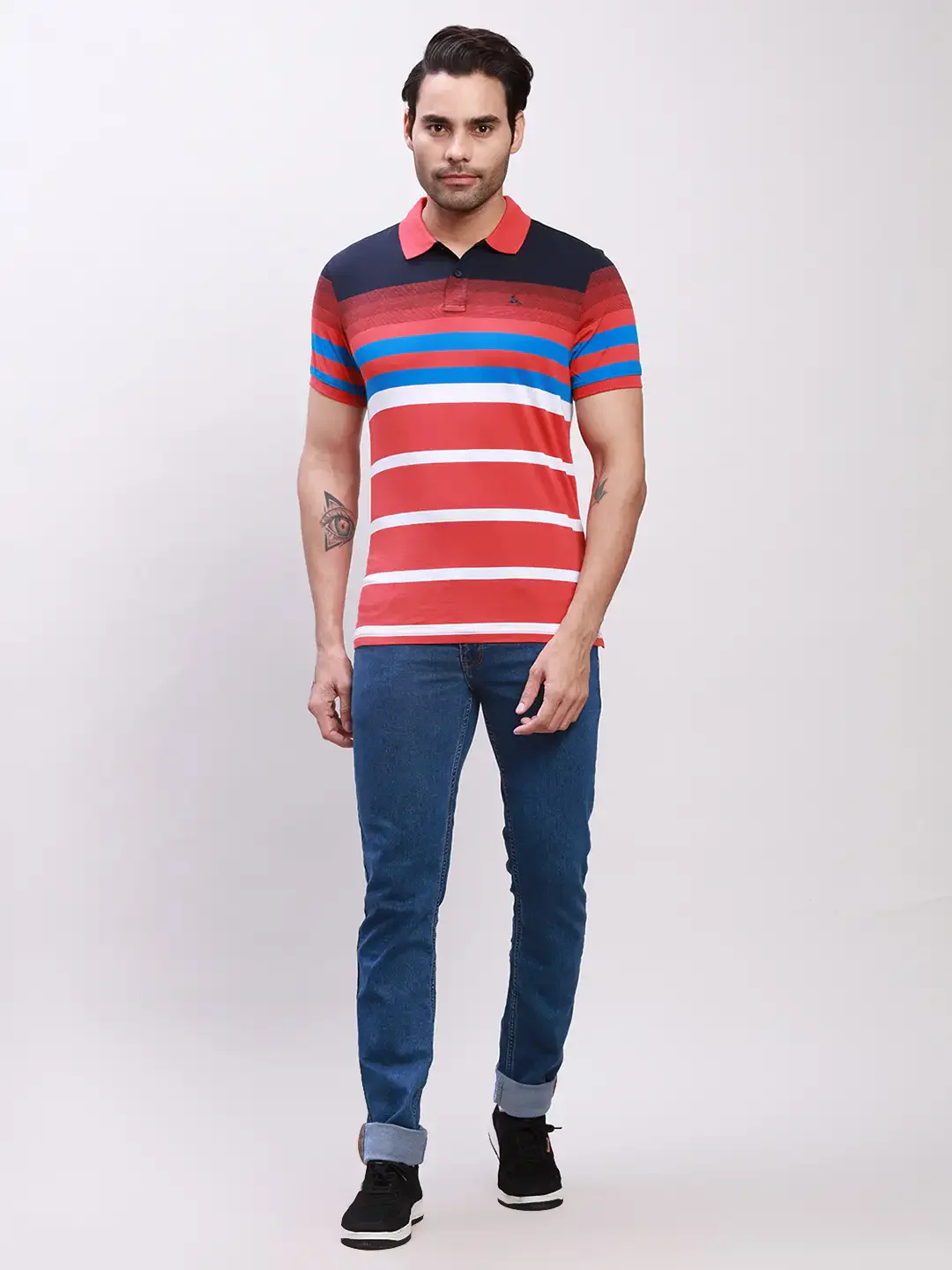Parx Men Red Yarn Dyed Regular Fit Cotton T-Shirt - Image 5