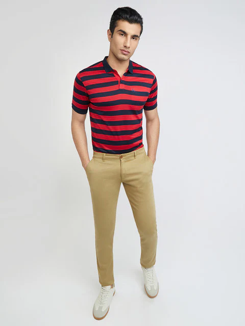Parx Men Red Yarn Dyed Regular Fit Cotton T-Shirt - Image 5