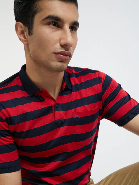 Parx Men Red Yarn Dyed Regular Fit Cotton T-Shirt - Image 6