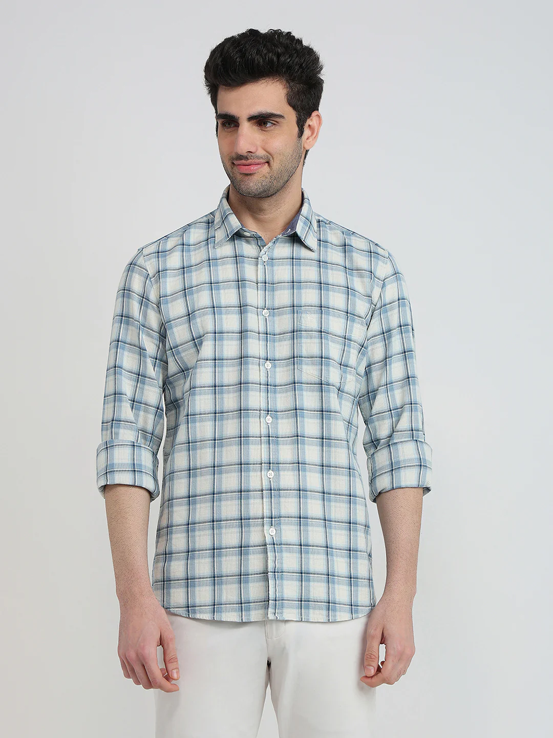 Parx Men Slim Fit Checks Pattern Pure Cotton Full Sleeve Casual Shirt