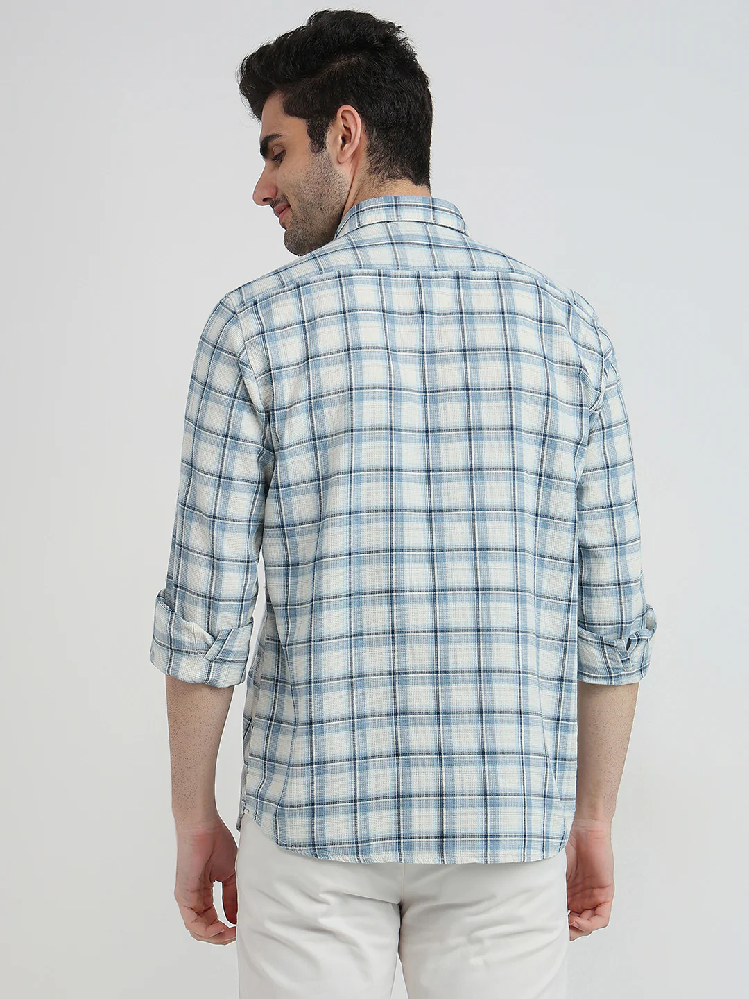 Parx Men Slim Fit Checks Pattern Pure Cotton Full Sleeve Casual Shirt - Image 4