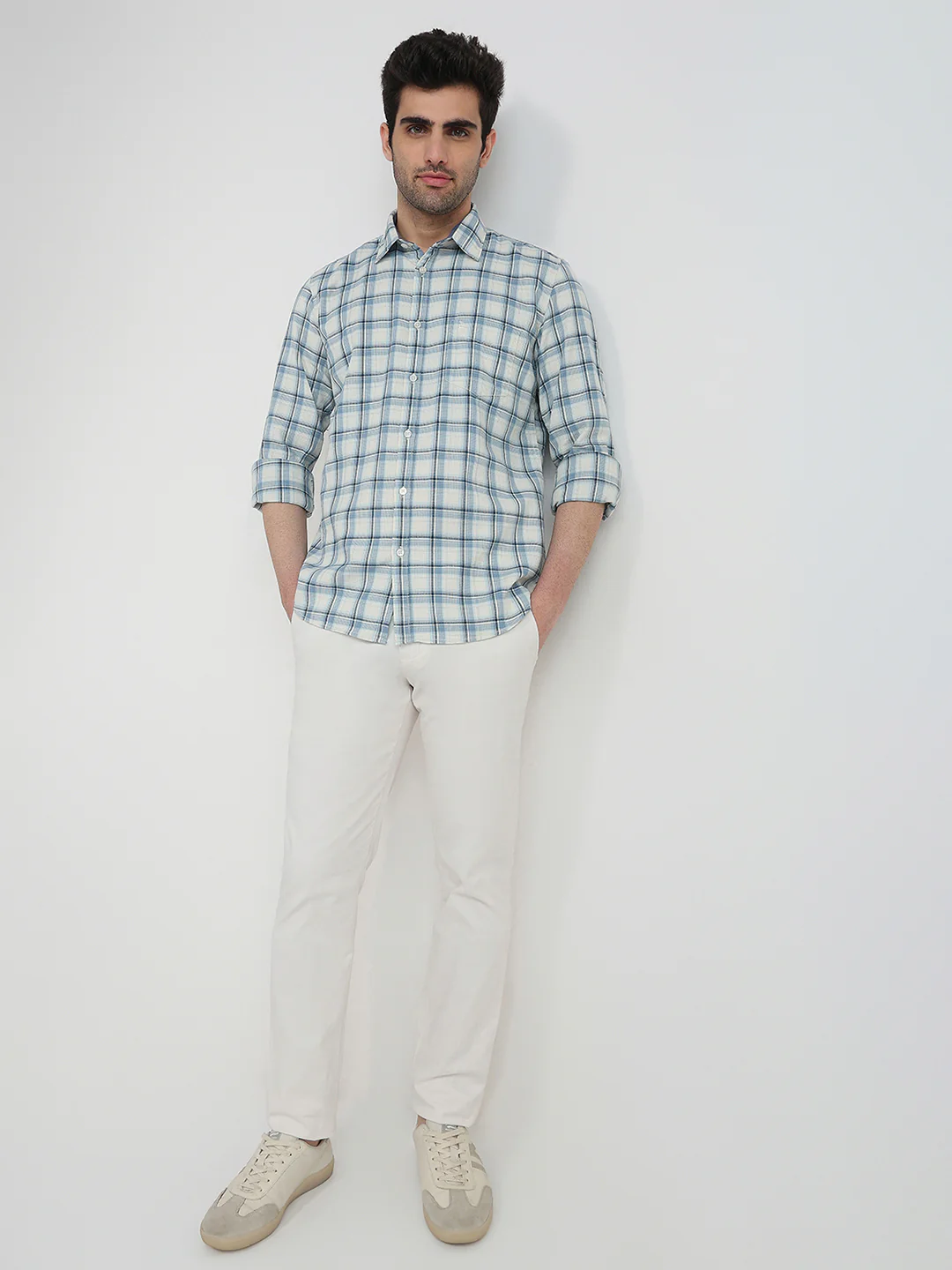 Parx Men Slim Fit Checks Pattern Pure Cotton Full Sleeve Casual Shirt - Image 5