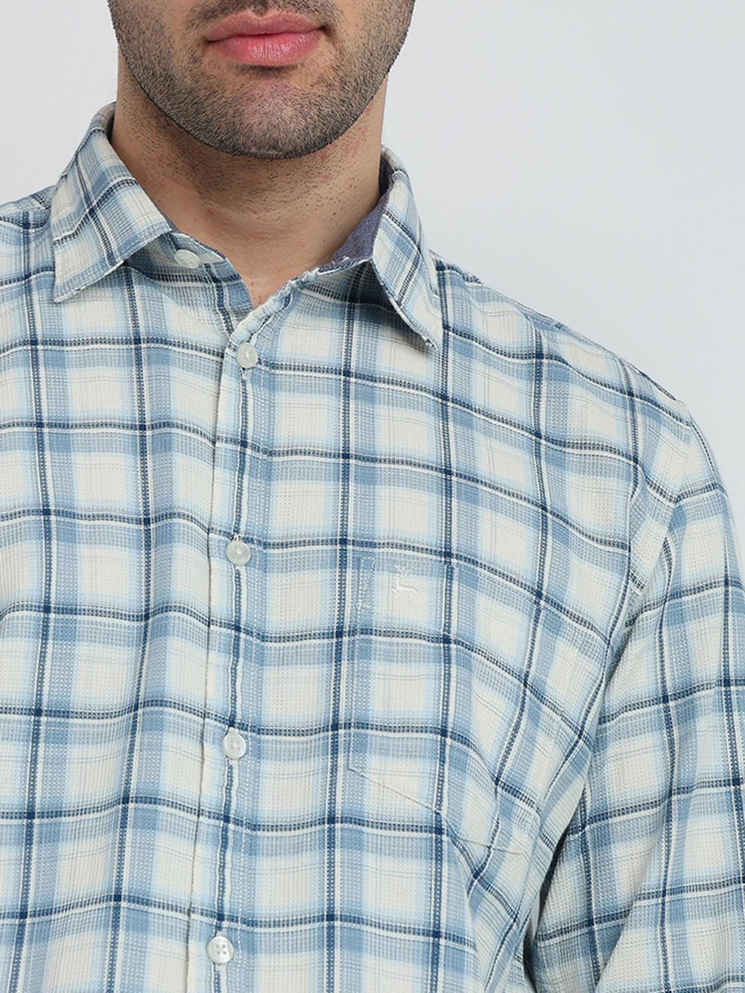 Parx Men Slim Fit Checks Pattern Pure Cotton Full Sleeve Casual Shirt - Image 6
